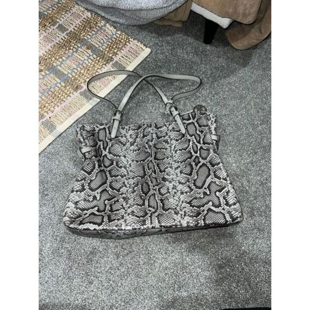 Michael Kors Lenox Embossed‎ Leather Large Tote Grey Python - NEW